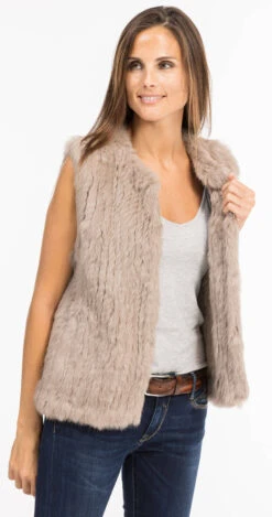 Gilet Lapin Femme Sans Manches Beige Fonce Oakwood " 62683 "