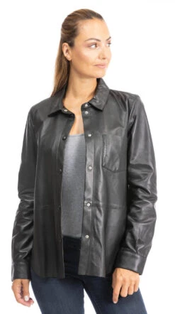 Oakwood Chemise En Cuir Pour Femme Noir " 64049 " -Maroquinerie 64049face 051142700 1557 25092023