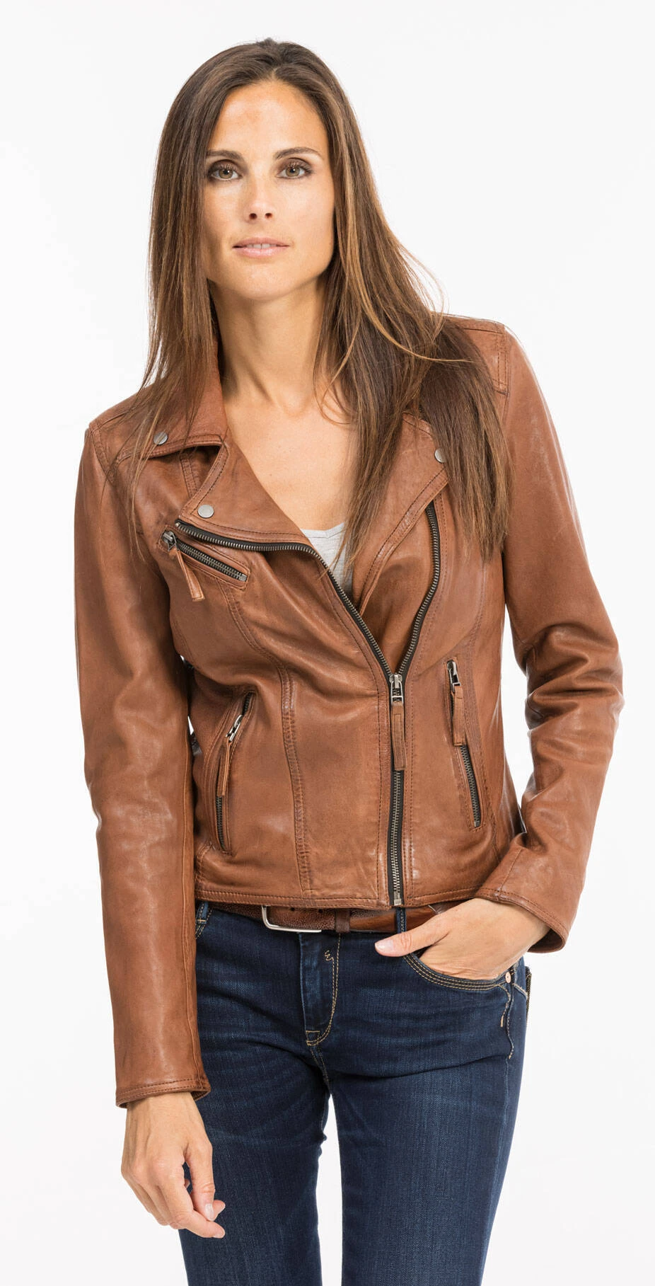 Blouson Cuir Femme Whisky Oakwood " 64095 " 2 Blouson Cuir Femme Whisky Oakwood " 64095 " – Image 2