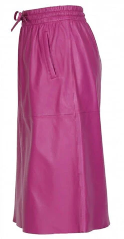 Oakwood Jupe Cuir Mi Longue Agneau Mauve " 64150 " -Maroquinerie 64150mauve2 043842600 1620 12102023