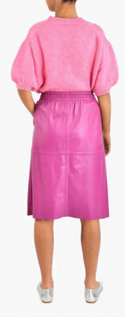 Oakwood Jupe Cuir Mi Longue Agneau Mauve " 64150 "