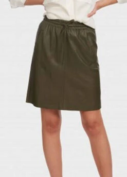 Oakwood Jupe Cuir Agneau Kaki " 64161 " -Maroquinerie 64161kakijupecuir 023113500 1531 04102022