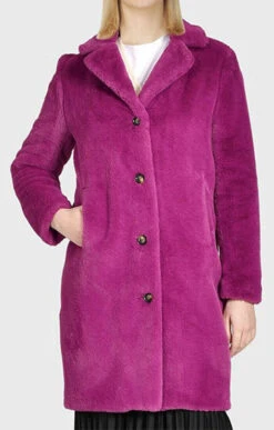 Oakwood Manteau Long Imitation Mouton Retourné Mauve " 64292 " -Maroquinerie 64292mauvedevant 021009000 1601 01092023