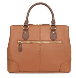 Hexagona Sac Porté Main 2 Poignées Vachette Tan/cognac " 689983 "