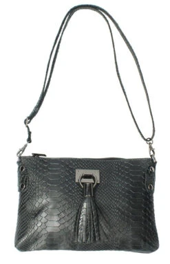 Pochette Cuir Femme Imprimé Python Noir " THERESA " -Maroquinerie 74theresatr216nenero4 004339800 1605 21032023