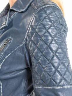 Blouson Cuir Femme Navy " 101462 " -Maroquinerie 7874jerrievictoriablousonbikercuirfemmebleu 036683700 1106 13022020