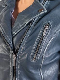 Blouson Cuir Femme Navy " 101462 " -Maroquinerie 7875jerrievictoriablousonbikercuirfemmebleu 055437100 1106 13022020