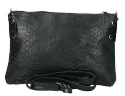 Pochette Cuir Femme Imprimé Python Noir " THERESA "