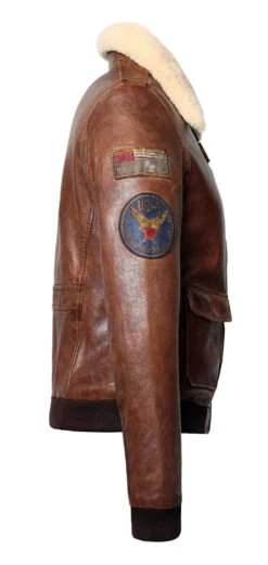 Blouson Cuir Femme Cognac Foncé Style Aviateur " AIR PILOT " -Maroquinerie airpilotbiais 034363000 0946 05072022