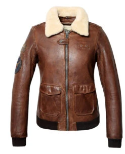 Blouson Cuir Femme Cognac Foncé Style Aviateur " AIR PILOT " -Maroquinerie airpilotface 076273700 0946 05072022