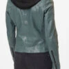 GIPSY Blouson Cuir Femme à Capuche Dark Sage " ALANA "