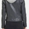 GIPSY Blouson Cuir Femme Agneau Gris à Capuche " ANNI "