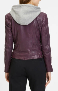 GIPSY Blouson Cuir Femme Agneau Purple à Capuche " ANNI "