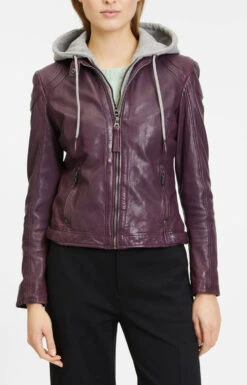 GIPSY Blouson Cuir Femme Agneau Purple à Capuche " ANNI " -Maroquinerie anni11010479purpleface 013237700 1653 12092023