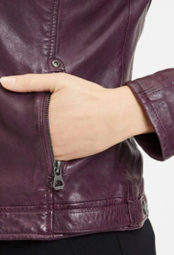 GIPSY Blouson Cuir Femme Agneau Purple à Capuche " ANNI " -Maroquinerie anni11010479purplezoom 006665100 1653 12092023