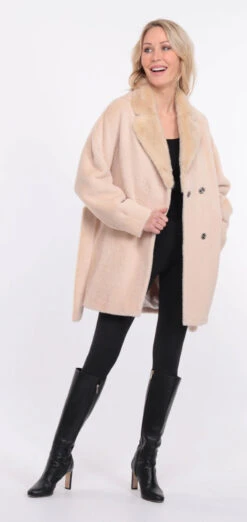 Veste Alcantara Ecru Col Vison " ANTONE " -Maroquinerie antonella ecru vison 11 098011700 1422 01072023 scaled