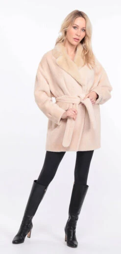 Veste Alcantara Ecru Col Vison " ANTONE "