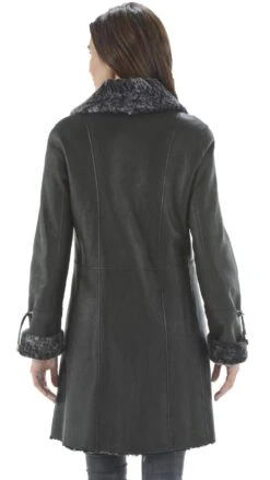 3/4 Mouton Femme Noir "BLANCA"