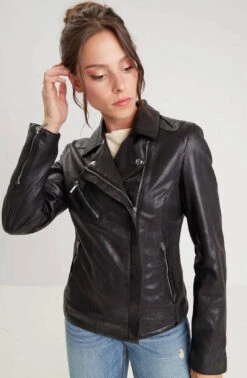 Blouson Cuir Femme Noir " 102359 " -Maroquinerie bloiusoncuir102359noir 044579500 1750 14102022