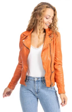 Blouson Cuir Femme Orange Oakwood Style Biker "62065" 16 Blouson Cuir Femme Orange Oakwood Style Biker "62065" -Maroquinerie blouson62065ornage 080999900 1552 25092023