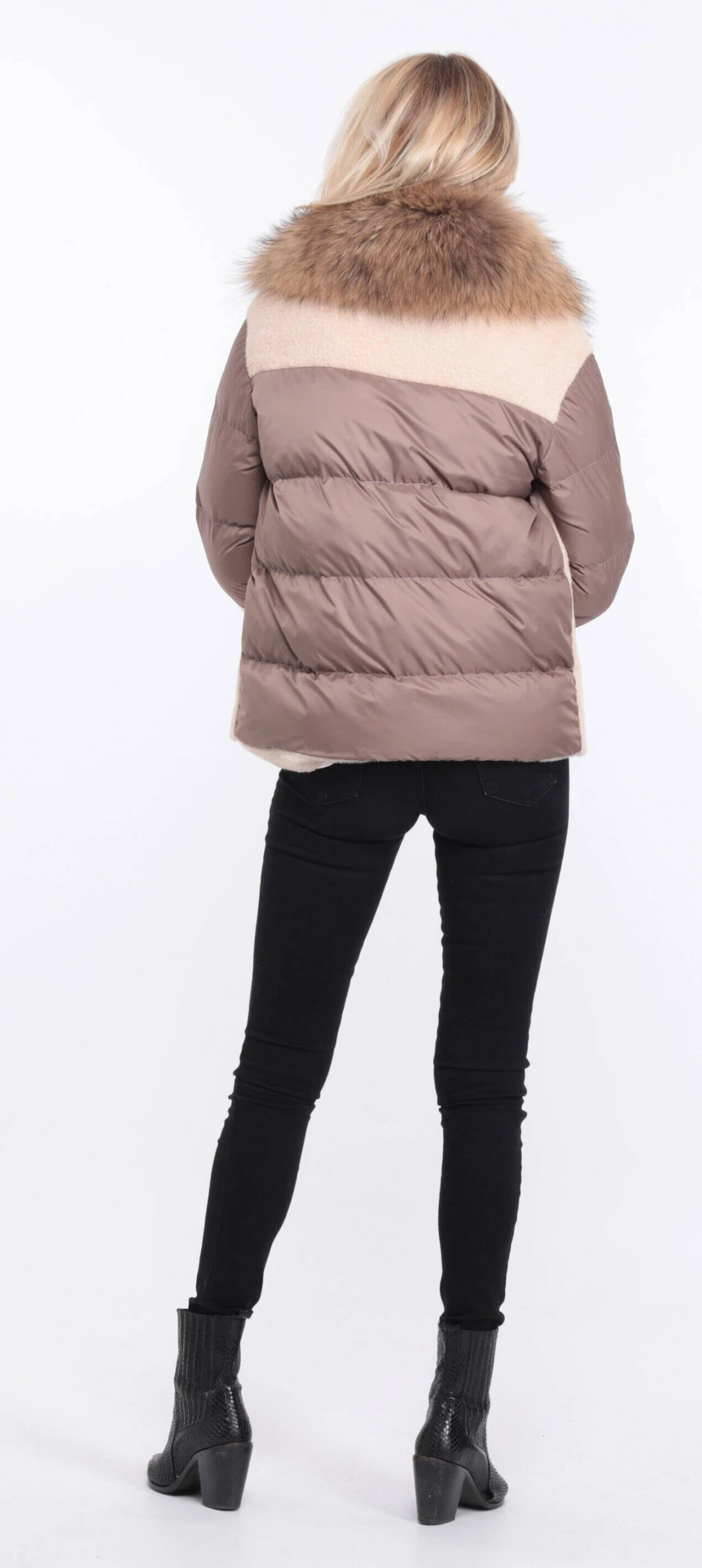 Veste Femme Mouton + Tissu Beige " BETTIE " 6 Veste Femme Mouton + Tissu Beige " BETTIE " – Image 6