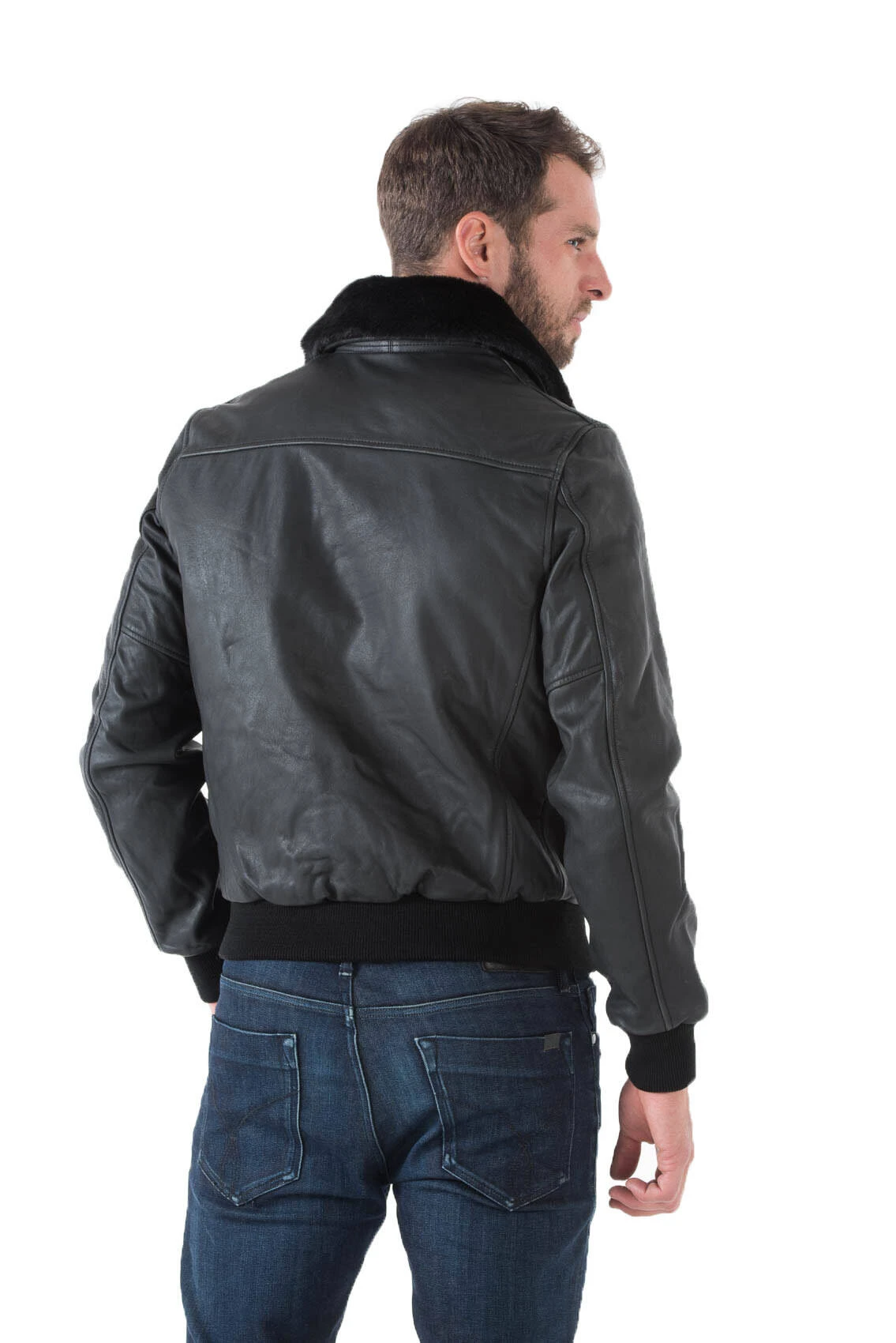 Blouson Cuir Homme Vachette Noir Style Pilote Aviateur Schott " LC 5331X " – Image 2