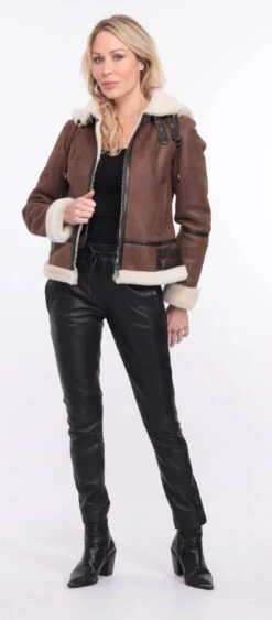 Blouson Bombardier Marron Femme Capuche " BOMBAE " -Maroquinerie blouson bombardier femme cap old brown 12 008128900 1156 01072023 scaled