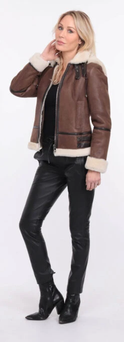 Blouson Bombardier Marron Femme Capuche " BOMBAE "