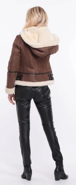Blouson Bombardier Marron Femme Capuche " BOMBAE " -Maroquinerie blouson bombardier femme cap old brown 2 095246400 1156 01072023 scaled