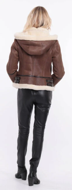 Blouson Bombardier Marron Femme Capuche " BOMBAE " -Maroquinerie blouson bombardier femme cap old brown 4 048539300 1156 01072023 scaled