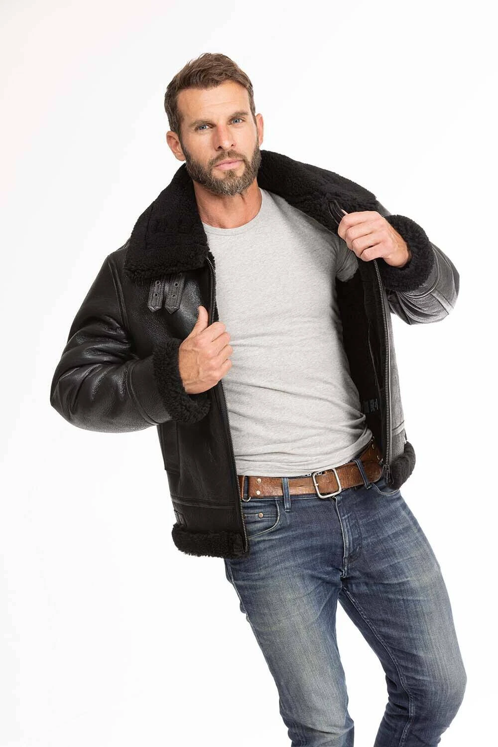 Bombardier Mouton Redskins Homme Noir " REAGAN " 12 Bombardier Mouton Redskins Homme Noir " REAGAN " – Image 12