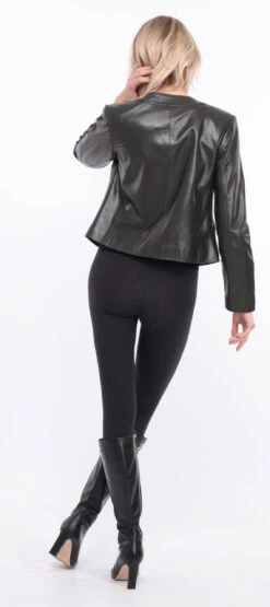 Spencer Cuir Femme Agneau Olive " BRENDE " -Maroquinerie blouson brenda cuir olive 3 006227200 1155 01072023 scaled