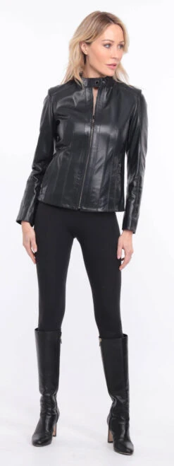 Blouson Cuir Femme " AGATHE " -Maroquinerie blouson cuir agatha marine 11 051131300 1420 01072023 scaled