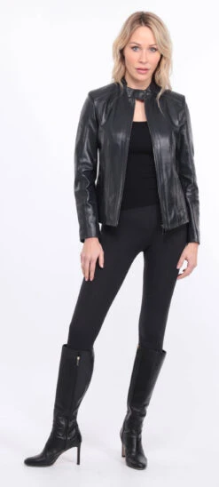 Blouson Cuir Femme " AGATHE " -Maroquinerie blouson cuir agatha marine 12 087882000 1420 01072023 scaled