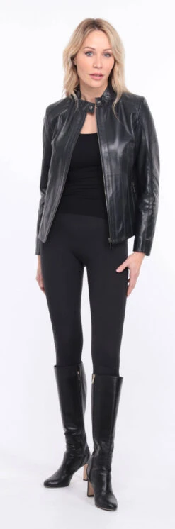 Blouson Cuir Femme " AGATHE " -Maroquinerie blouson cuir agatha marine 14 022923100 1420 01072023 scaled