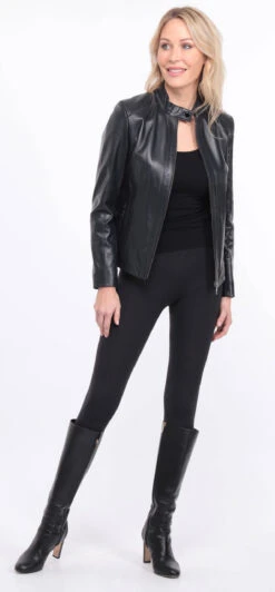 Blouson Cuir Femme " AGATHE " -Maroquinerie blouson cuir agatha marine 17 084289900 1420 01072023 scaled