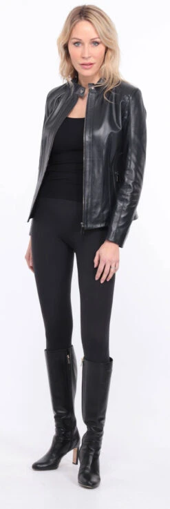 Blouson Cuir Femme " AGATHE " -Maroquinerie blouson cuir agatha marine 18 084933800 1420 01072023 scaled