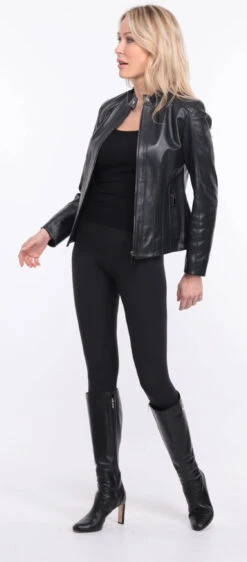 Blouson Cuir Femme " AGATHE " -Maroquinerie blouson cuir agatha marine 19 081450500 1420 01072023 scaled