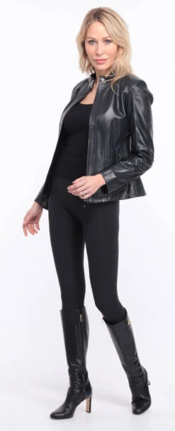 Blouson Cuir Femme " AGATHE " -Maroquinerie blouson cuir agatha marine 20 028304100 1420 01072023 scaled