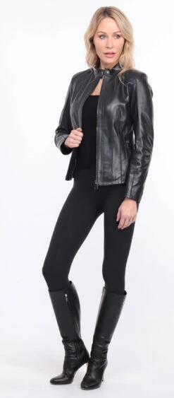 Blouson Cuir Femme " AGATHE " -Maroquinerie blouson cuir agatha marine 2 002816200 1420 01072023 scaled