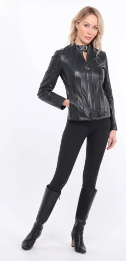 Blouson Cuir Femme " AGATHE " -Maroquinerie blouson cuir agatha marine 7 041788400 1420 01072023 scaled