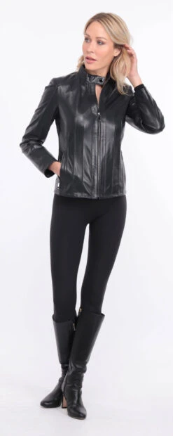 Blouson Cuir Femme " AGATHE " -Maroquinerie blouson cuir agatha marine 9 001508900 1420 01072023 scaled