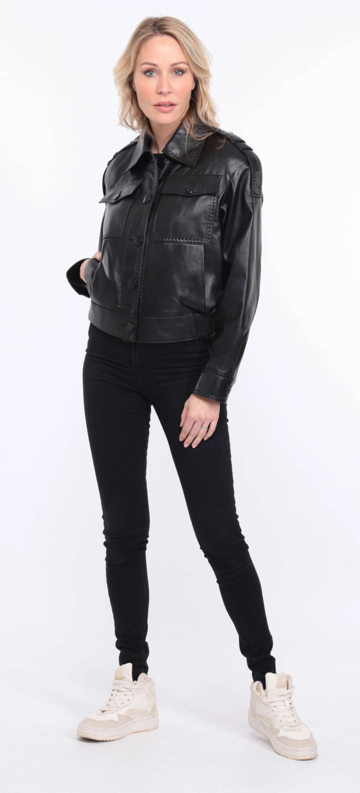 Blouson Cuir Femme Agneau Noir " EDEE " 20 Blouson Cuir Femme Agneau Noir " EDEE " – Image 20