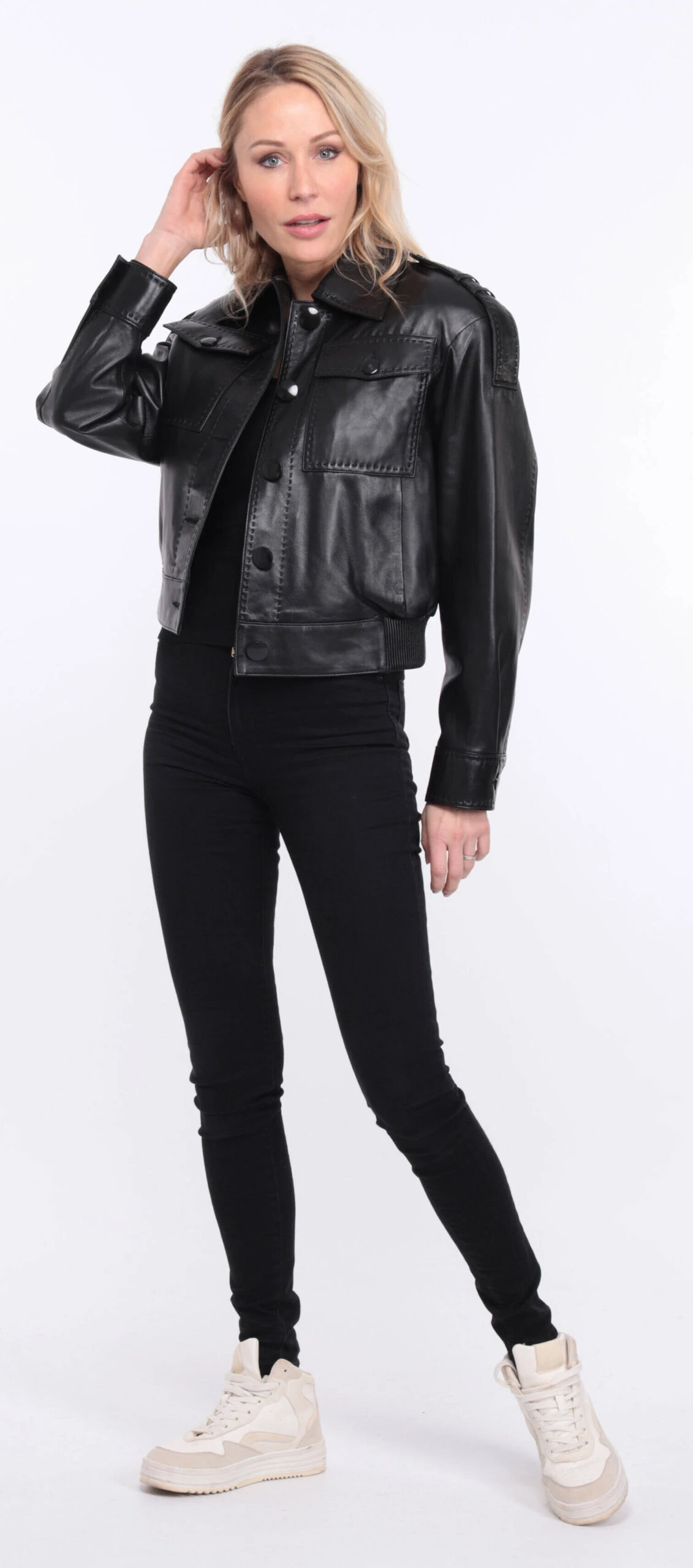 Blouson Cuir Femme Agneau Noir " EDEE " 19 Blouson Cuir Femme Agneau Noir " EDEE " – Image 19