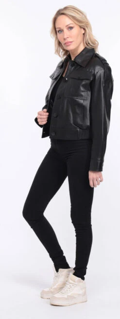Blouson Cuir Femme Agneau Noir " EDEE " 34 Blouson Cuir Femme Agneau Noir " EDEE " -Maroquinerie blouson cuir eden noir 5 045334800 1149 01072023 scaled
