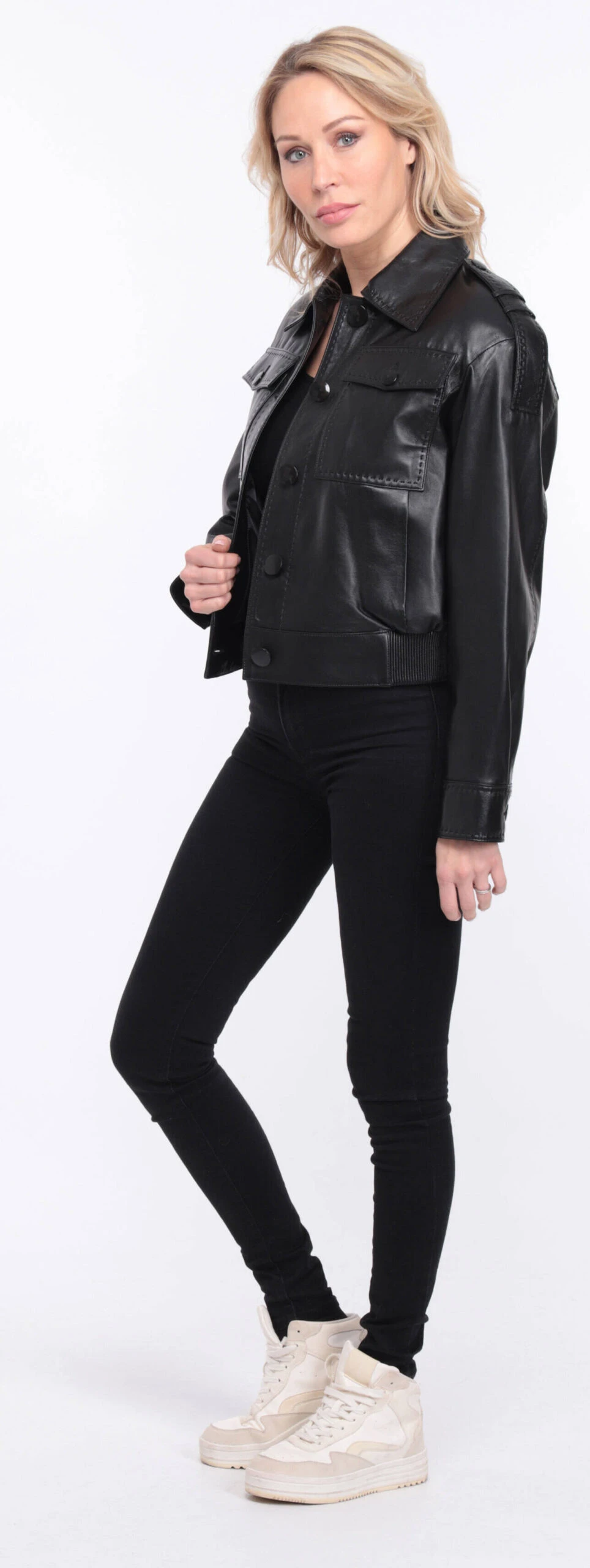 Blouson Cuir Femme Agneau Noir " EDEE " 15 Blouson Cuir Femme Agneau Noir " EDEE " – Image 15