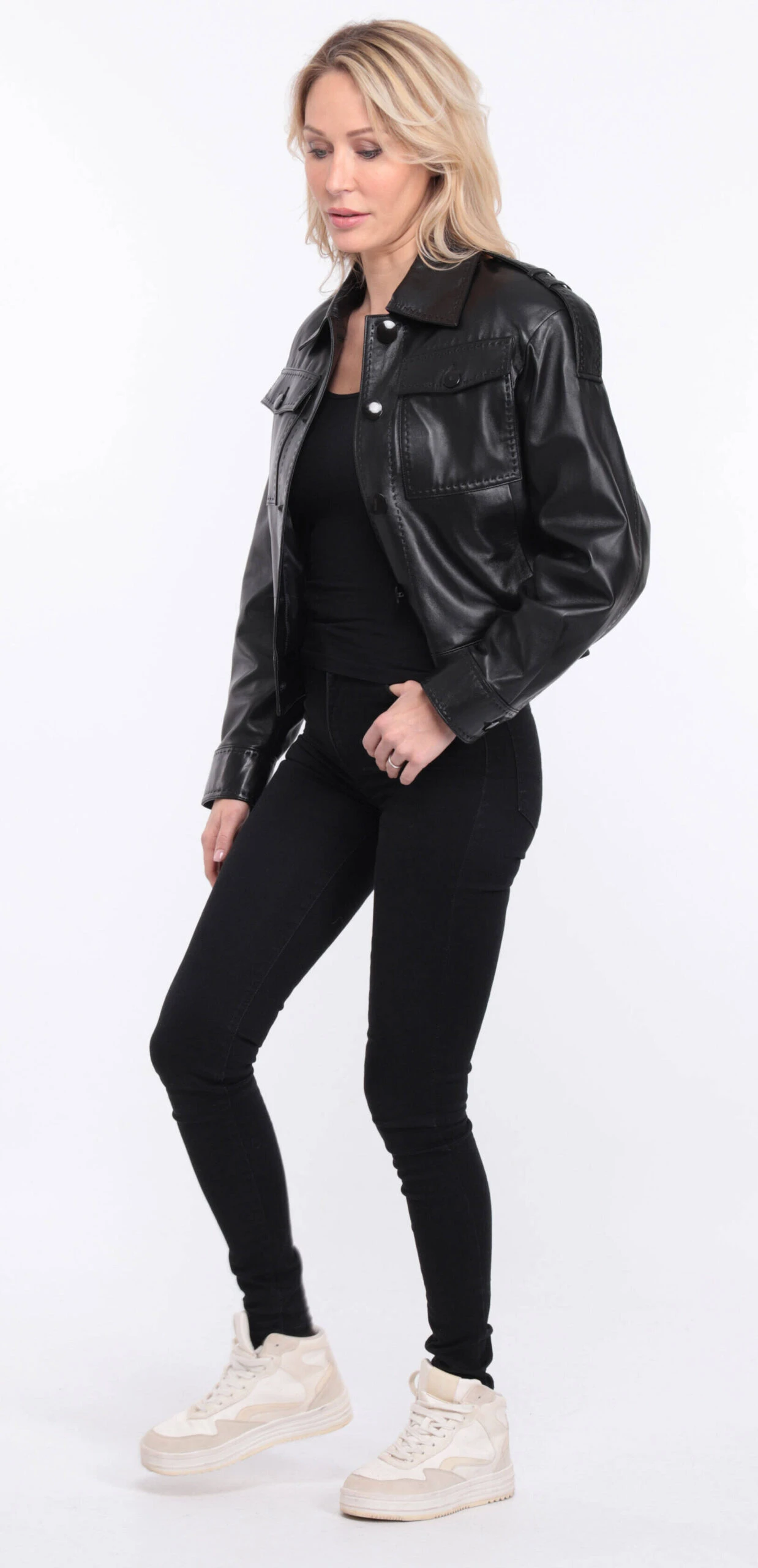 Blouson Cuir Femme Agneau Noir " EDEE " 6 Blouson Cuir Femme Agneau Noir " EDEE " – Image 6
