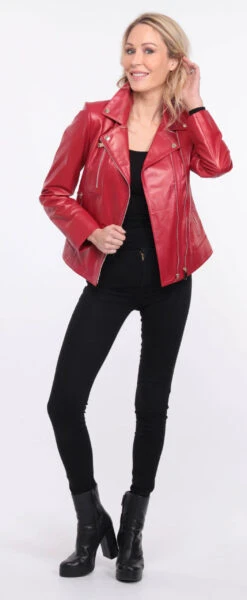 Blouson Cuir Femme Biker Rouge " ELISE " -Maroquinerie blouson cuir elsa rouge 11 015296700 1153 01072023 scaled