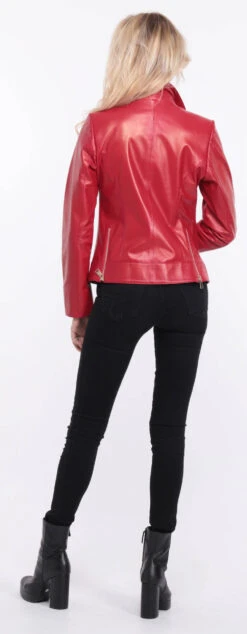 Blouson Cuir Femme Biker Rouge " ELISE " -Maroquinerie blouson cuir elsa rouge 14 082920100 1153 01072023 scaled