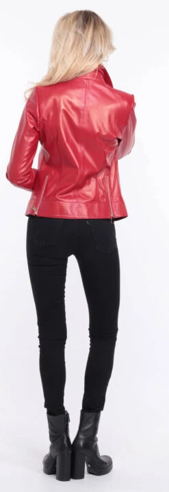 Blouson Cuir Femme Biker Rouge " ELISE " -Maroquinerie blouson cuir elsa rouge 15 026221500 1153 01072023 scaled